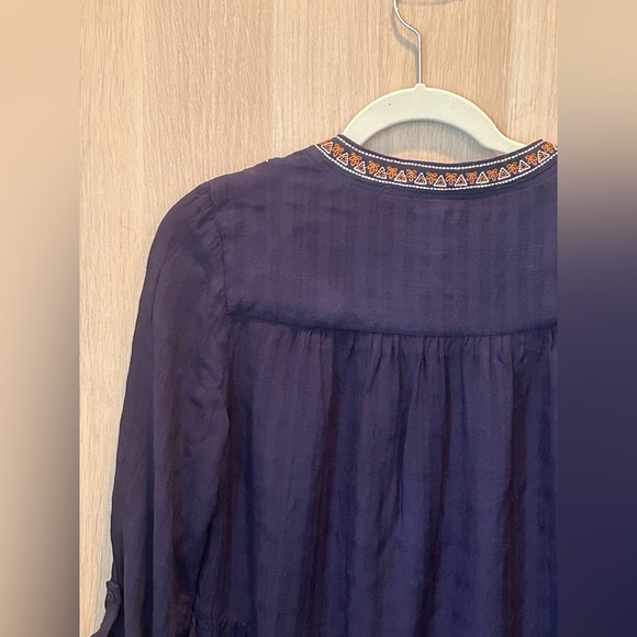 Knox Rose Shirts Womens Small Navy Blue BOHO V-Neck Tops Babydoll Bohemian - Picture 9 of 13